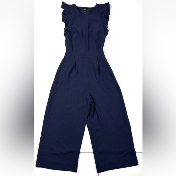 J. Crew Pants - J.Crew Jumpsuit Women’s 0 Navy Sleeveless Ruffle Baggy